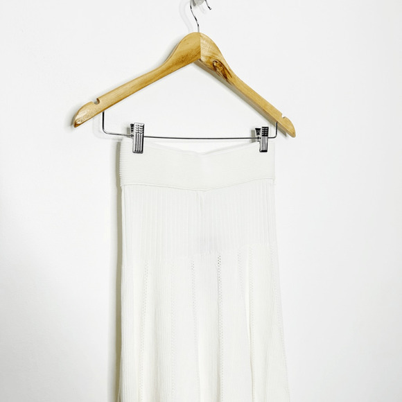 MUN ENGINEER RIB SKIRT IVORY Midi pull on pleated classic modest womens XS NWT - Picture 3 of 6